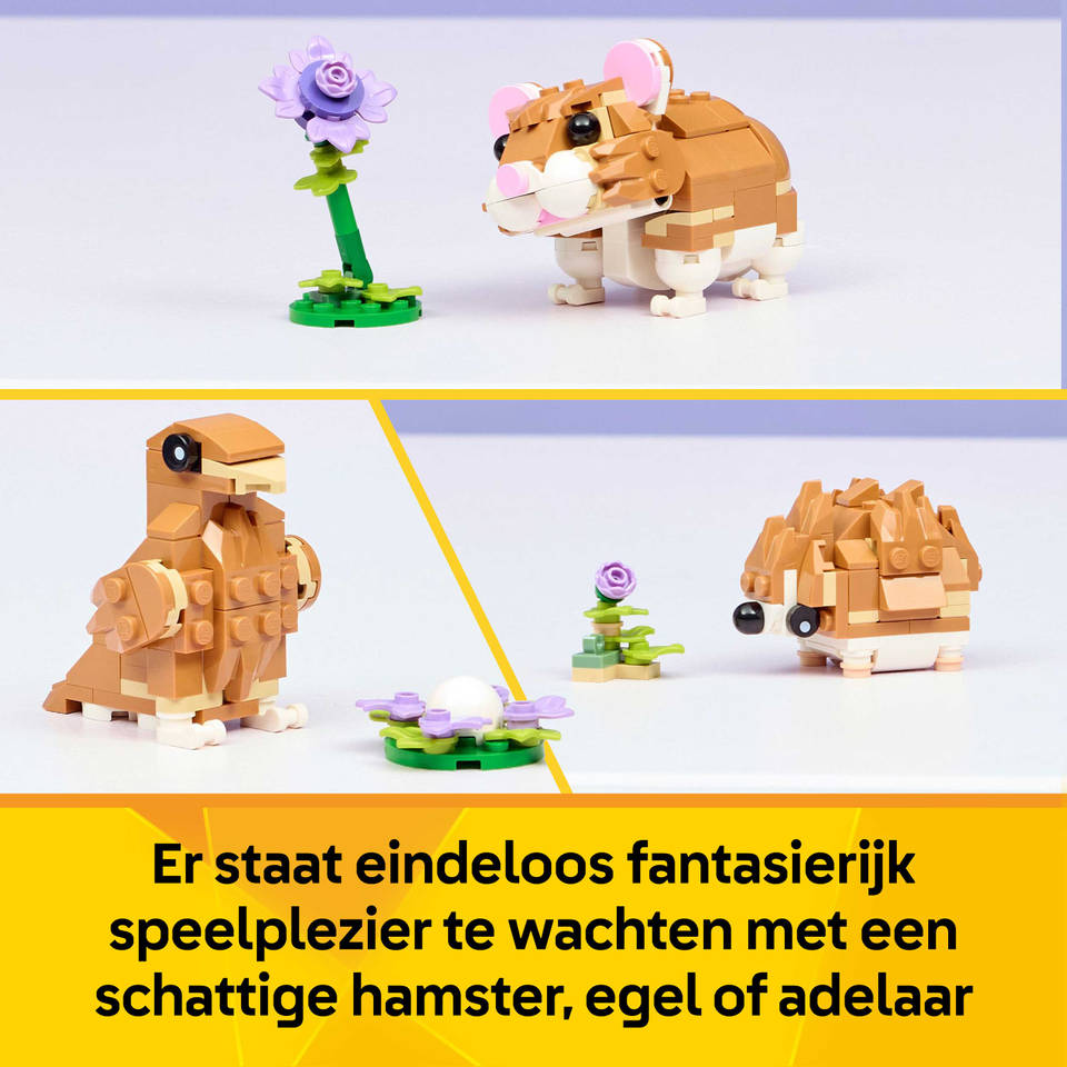 LEGO Creator 3-in-1 schattige hamster met bloem 31376
