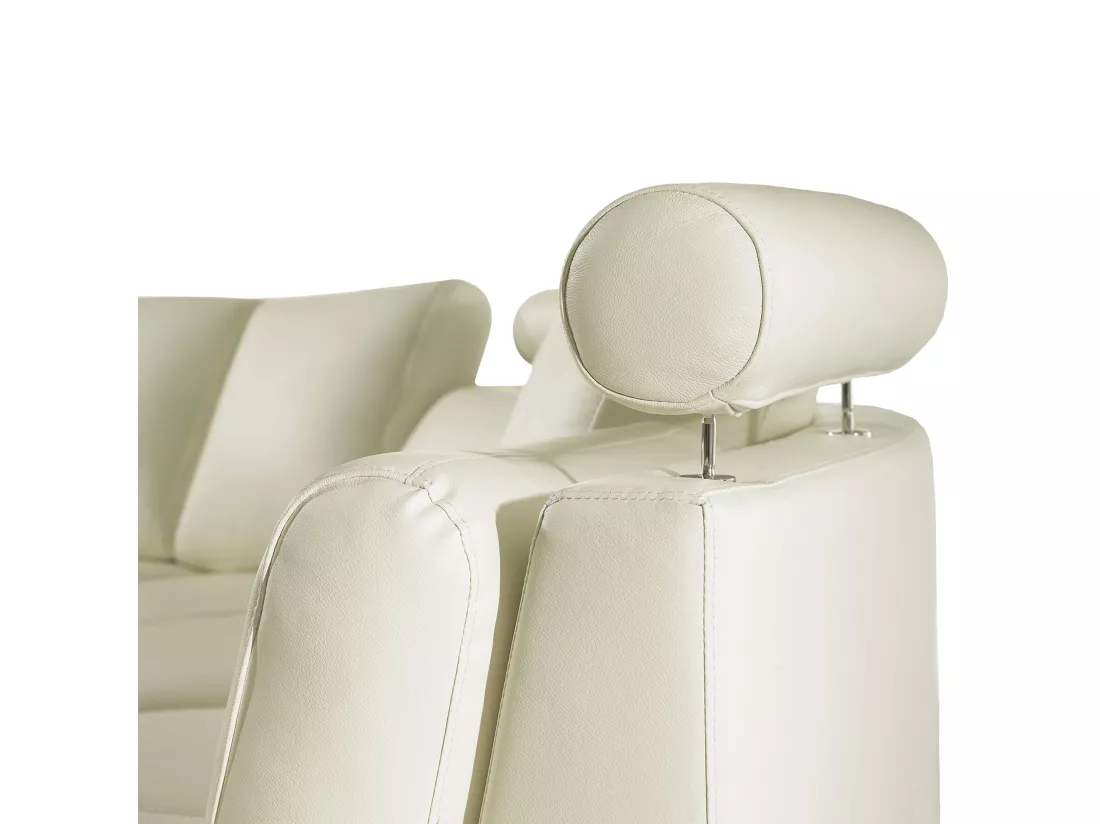 Canapé circulaire modulable en cuir vrai et PU beige crème ROTUNDE