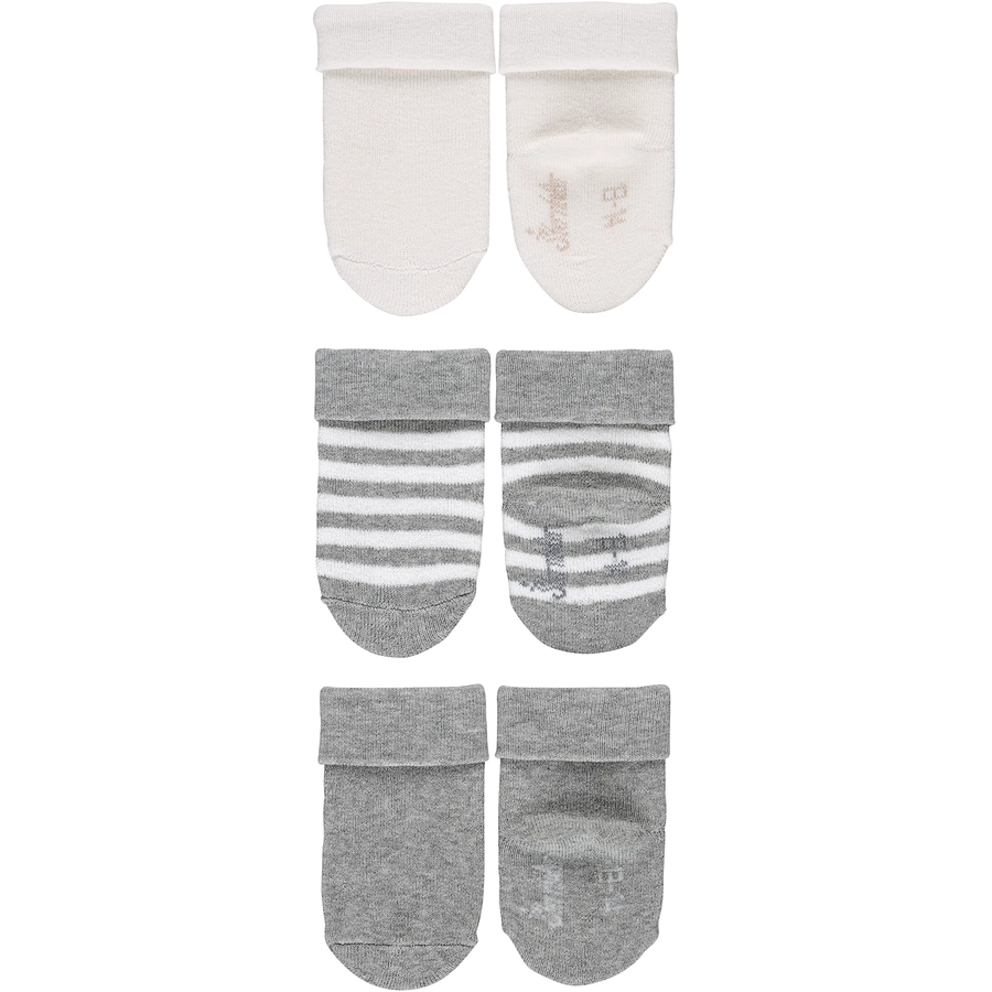 Sterntaler GOTS Baby-Söckchen Ringel, 3er-Pack hellgrau mel.