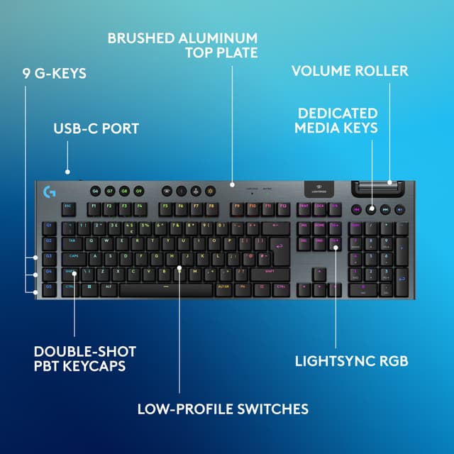 Logitech G915 X Lightspeed trådløst klikbart gamingtastatur (sort)