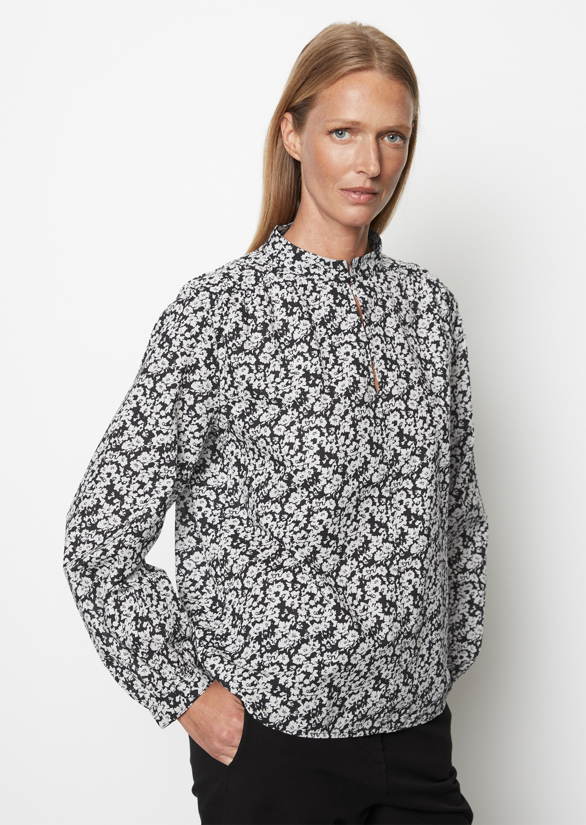 Langarm-Print-Bluse regular aus Silky-Touch-Voile-Qualität