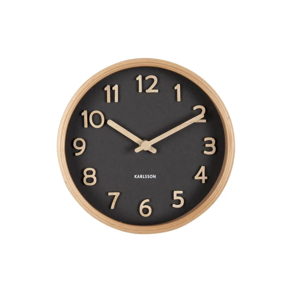 Karlsson - Tafelklok Pure Wood Grain - Zwart