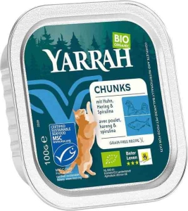 YARRAH Bio Katzenfutter Bröckchen Fisch mit Spirulina, 100 g