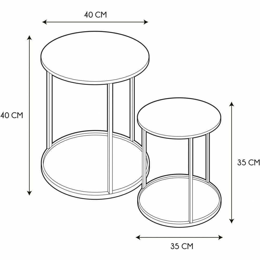 Tables gigognes en métal martelé mirage (lot de 2)