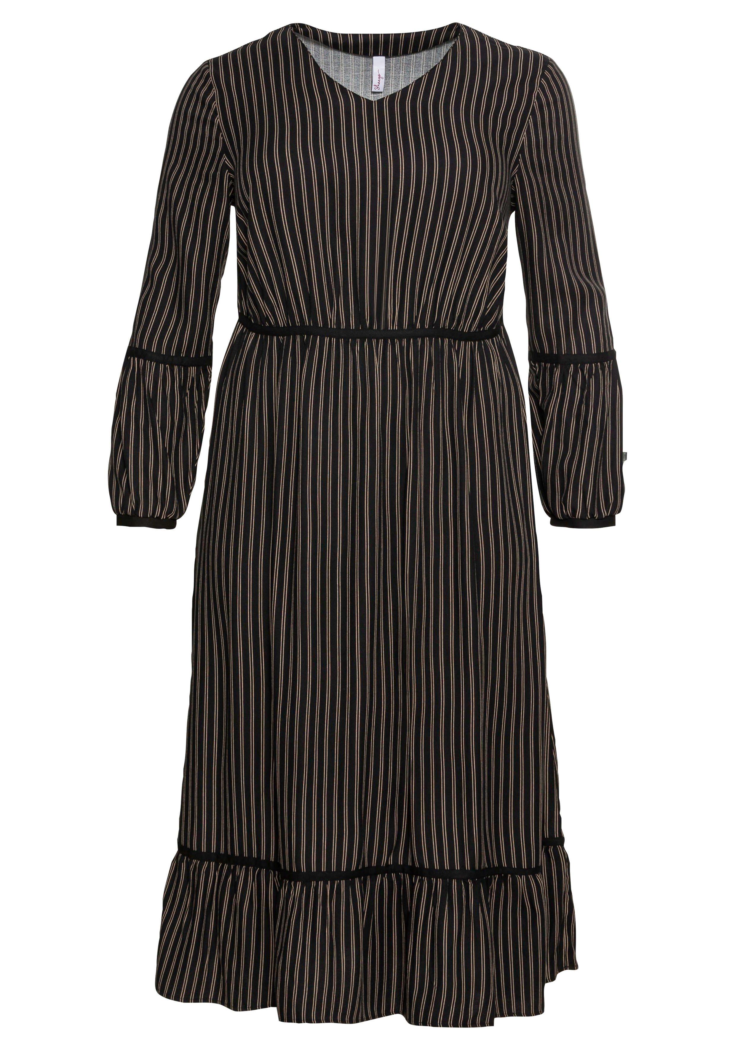 Maxikleid mit Streifen und Zierblenden