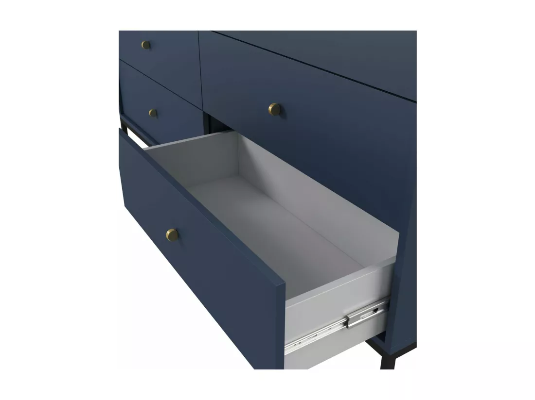 Commode - 154 cm - 6 tiroirs - bleu marine - MONNE