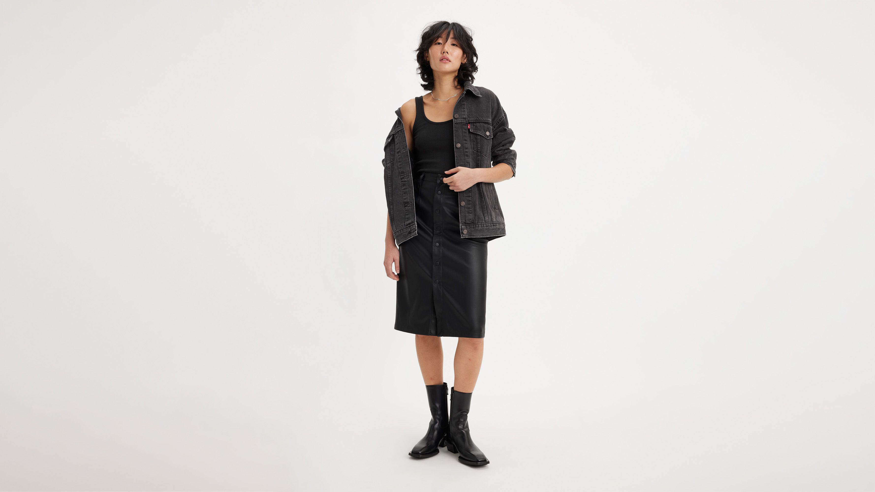 Jupe crayon en simili cuir - Leather Night - Noir
