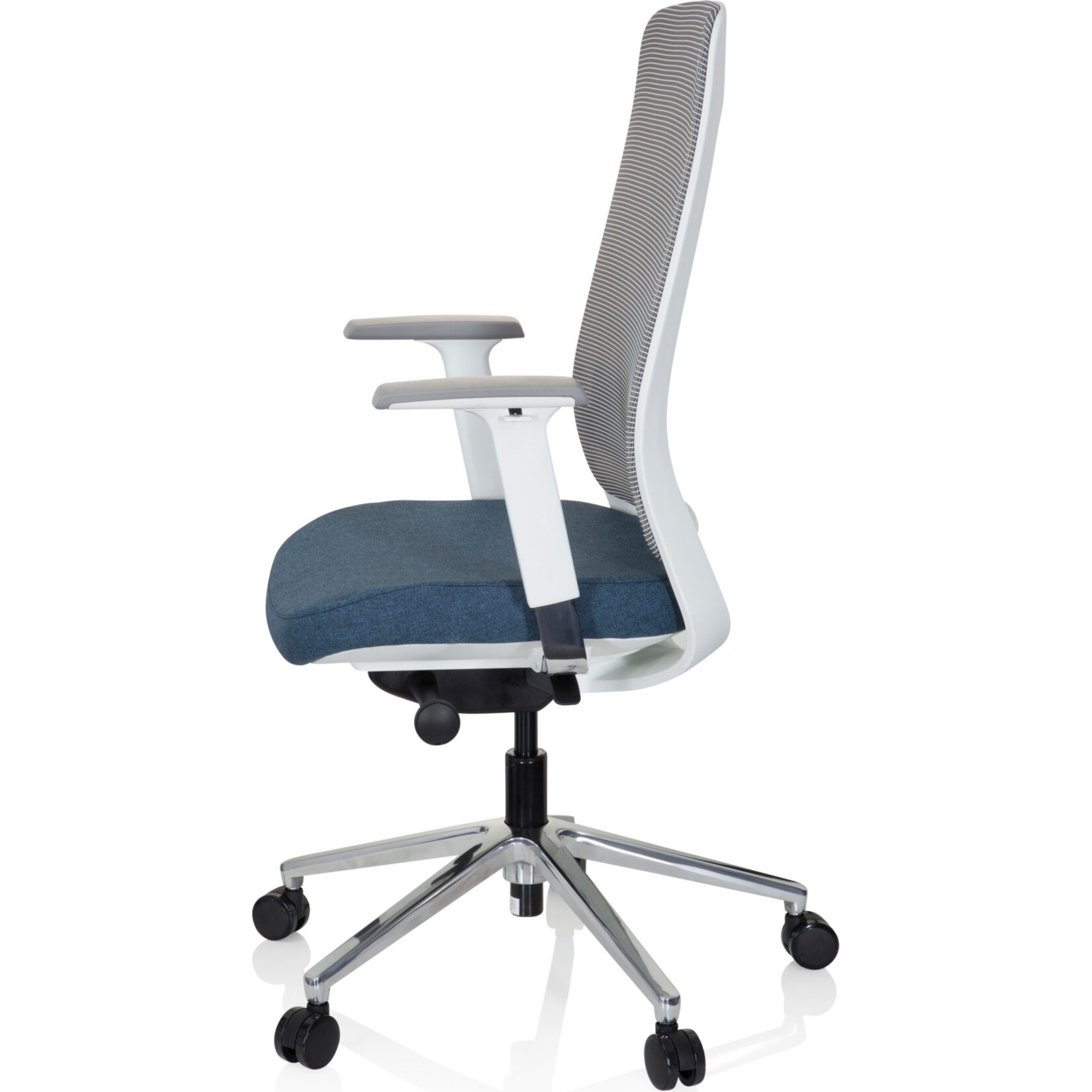 Profi Bürostuhl CHIARO T2 WHITE Stoff/Netzstoff mit Armlehnen (höhenverstellbar) hjh OFFICE