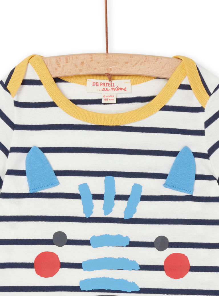 T-shirt bleu marine et blanc à imprimé à rayures