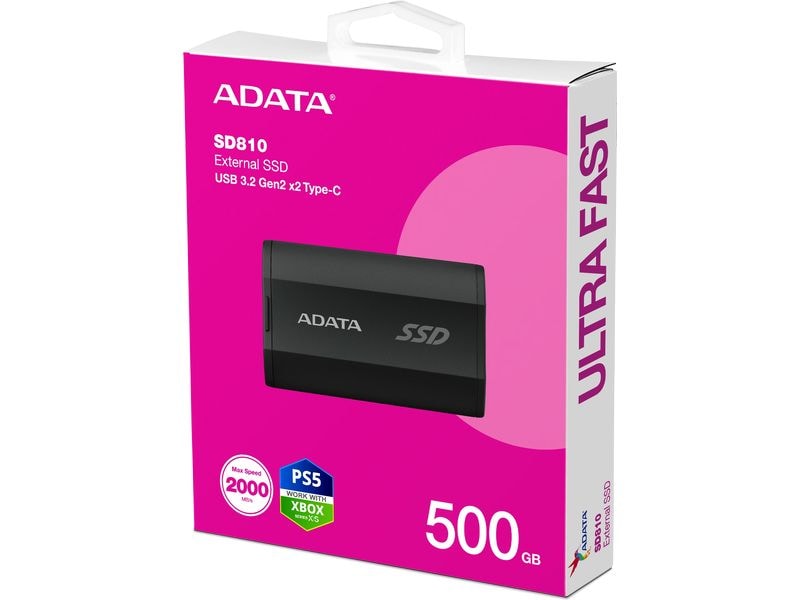 ADATA Externe SSD SD810 500 GB Tragbares, externes Solid-State-Laufwerk mit 500 GB Speicherkapazität