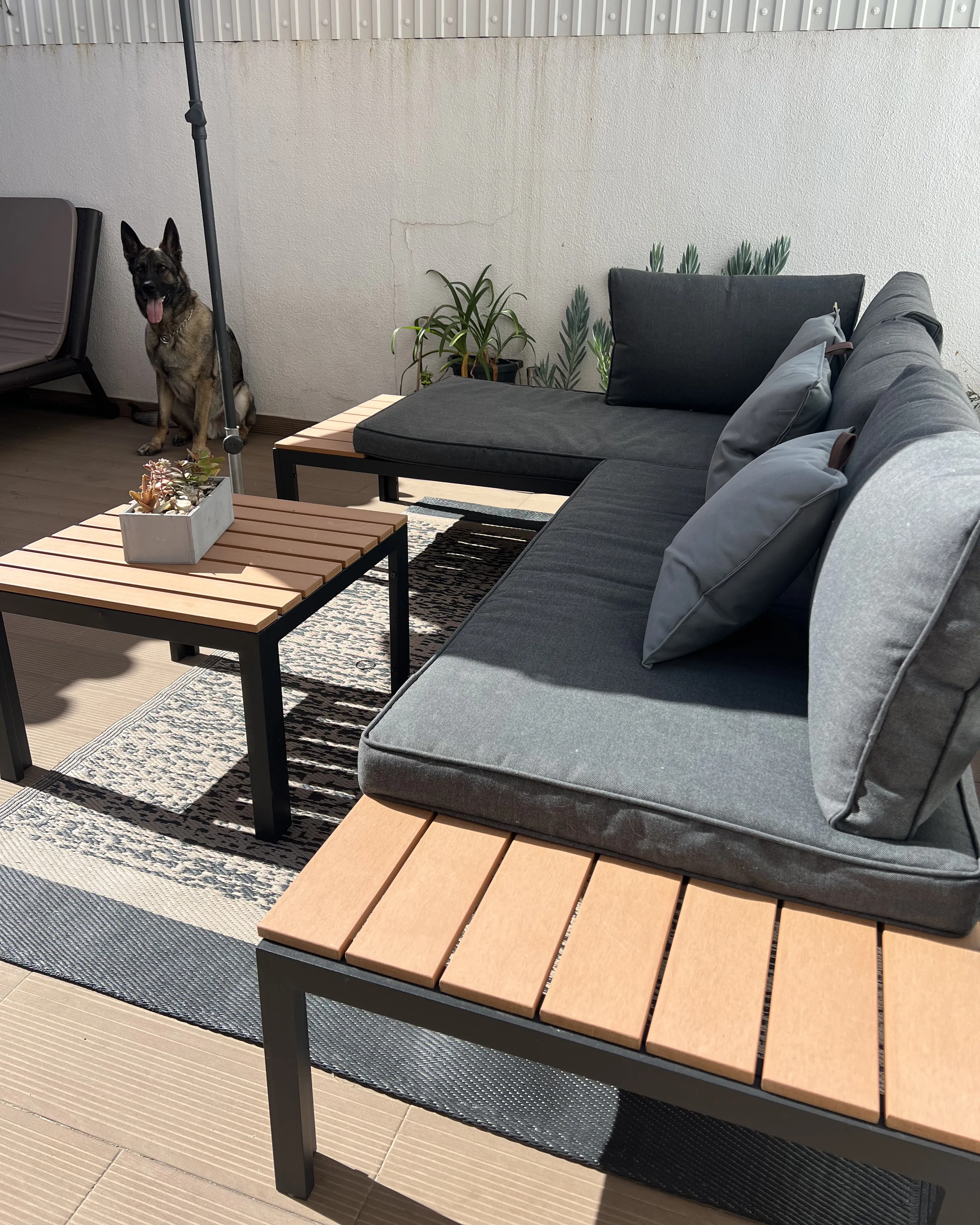 Tuin hoekloungeset met tafel 4-zits PIENZA II rechtszijdig modulair Grijs