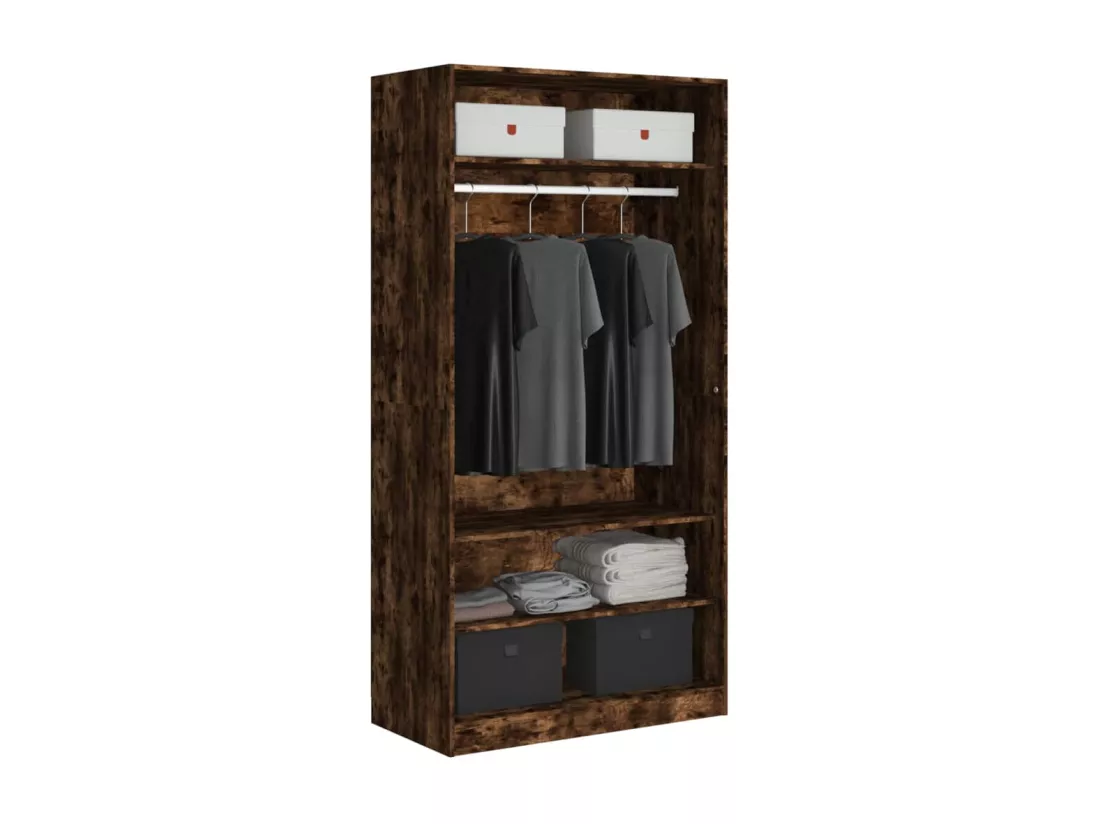 Garde-robe chêne fumé 100x50x200 cm bois d'ingénierie
