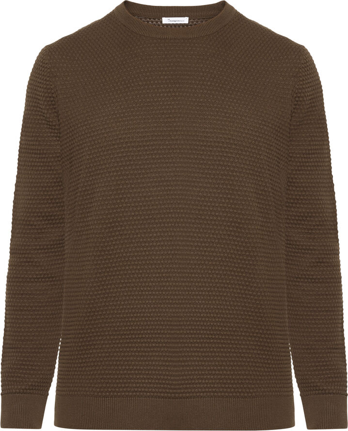 Knowledge Cotton Apparel VAGN regular bubble knit crew neck - Regenerative Organic Ce Demitasse (brown)