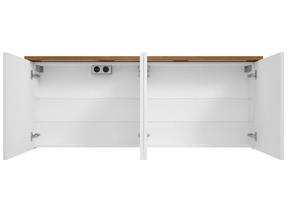 Fontana Grado spiegelkast met verlichting 157cm 4 deuren walnoot