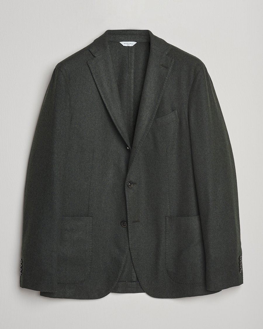 Boglioli K Jacket Wool Herringbone Blazer Hunting Green
