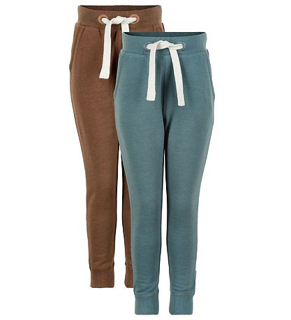 Minymo Sweatpants - 2-pak - Toffee/Aqua Grøn