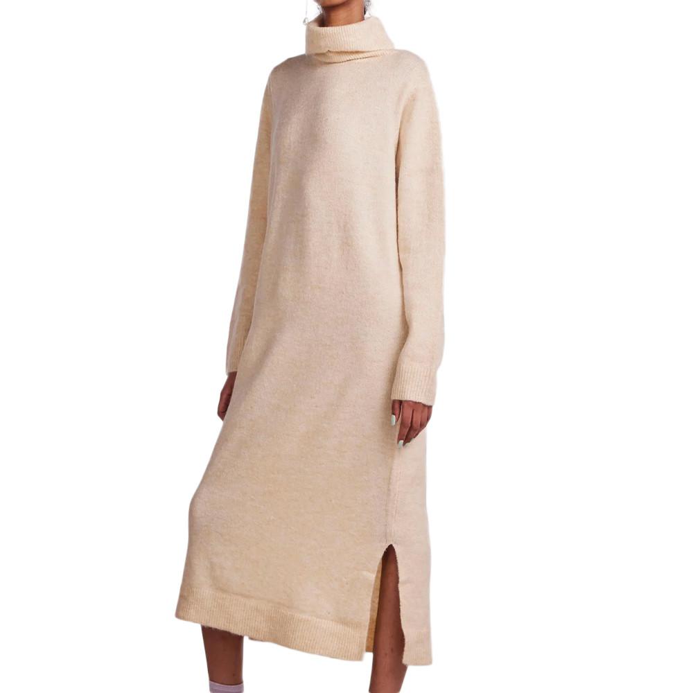 Pieces Robe Pull Beige Femme Pieces Rollneck Knit