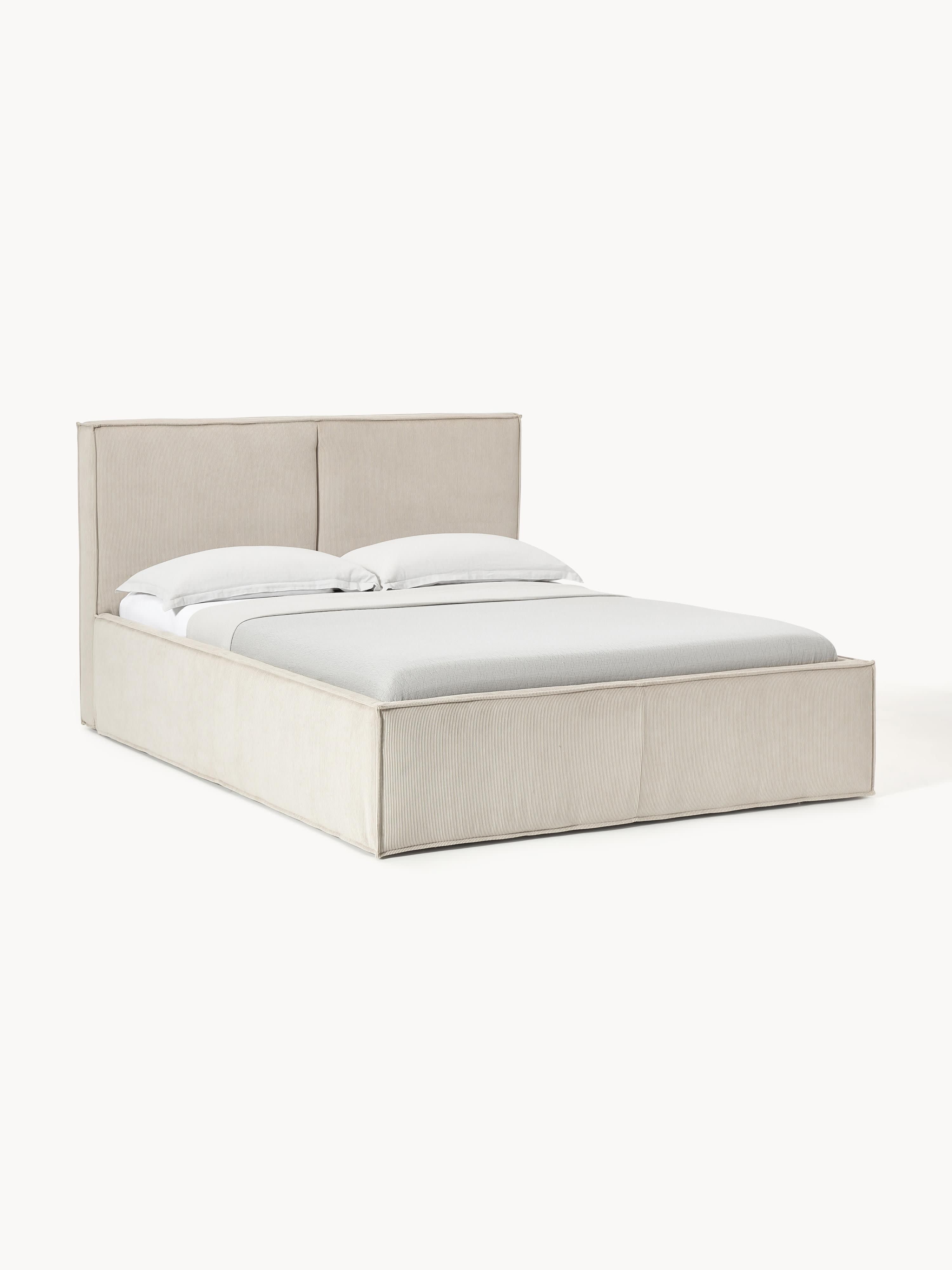 Ribfluwelen gestoffeerd bed Dream met opbergruimte