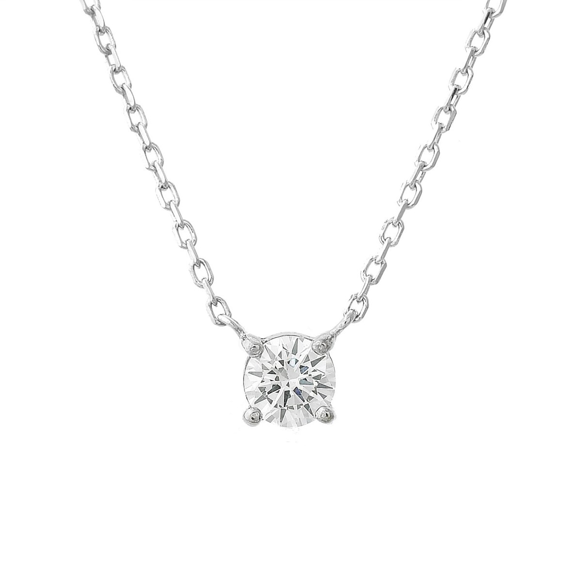 Collier solitaire oxyde de zirconium Argent 925 Rhodié