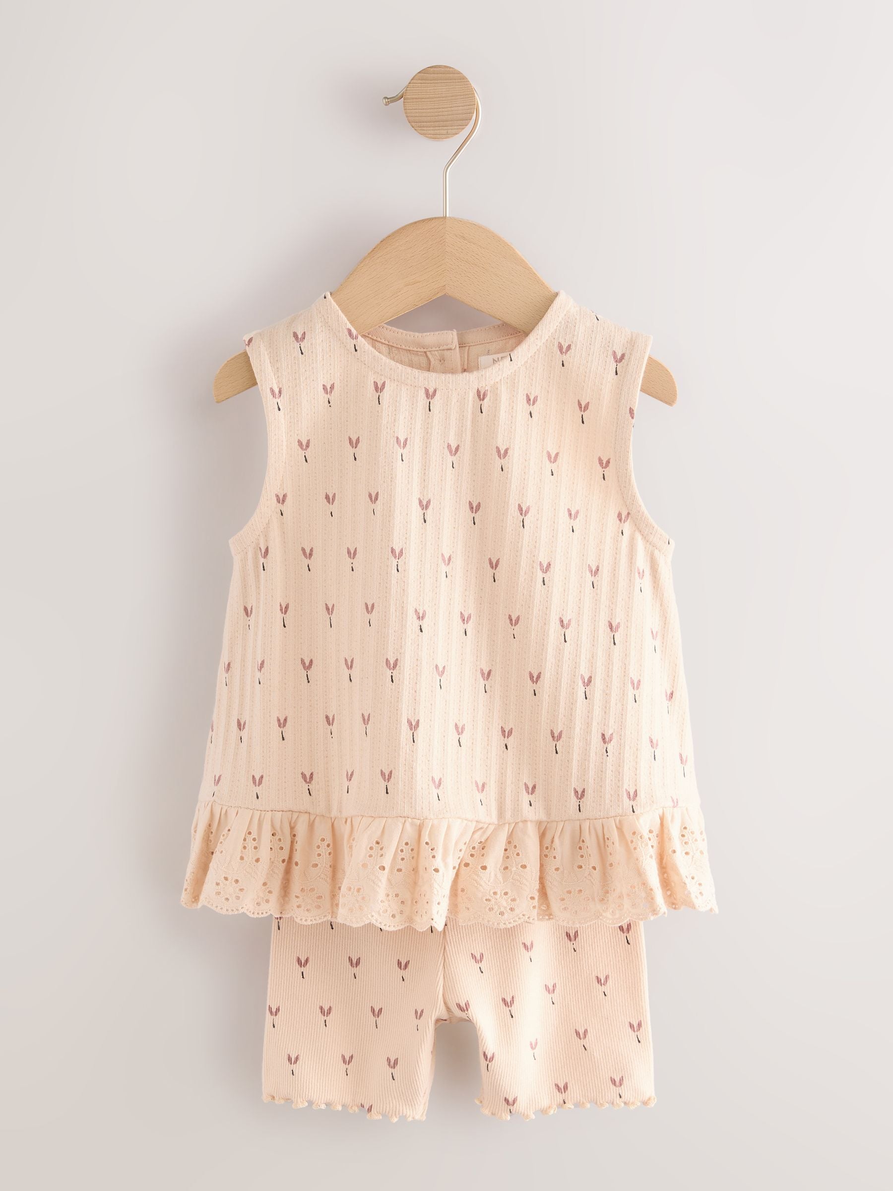 Neutraal fijne print - Set van 2 hemdjes en shorts (3mnd -7jr)