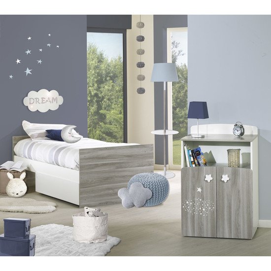 Hugo lit combiné évolutif 60x120 en 90x190   Gris / Blanc        de               Sauthon Baby's Sweet Home