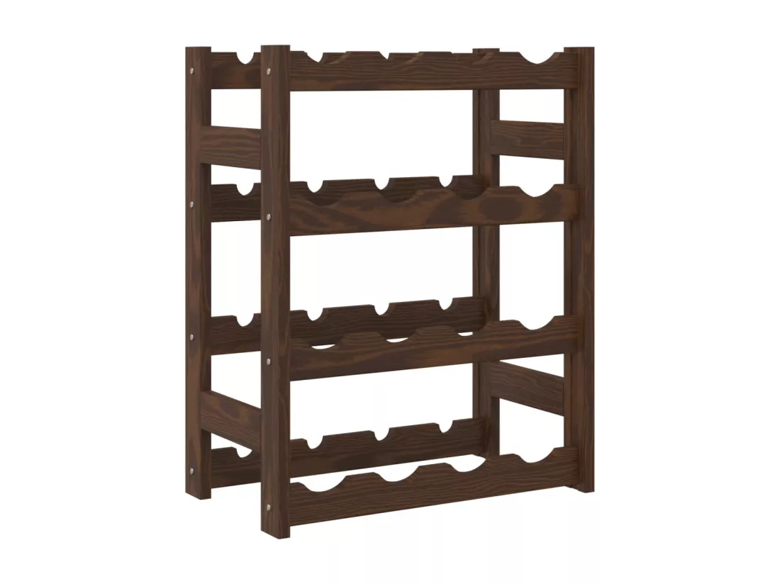 Casier à bouteilles pour 16 bouteilles marron bois pin solide