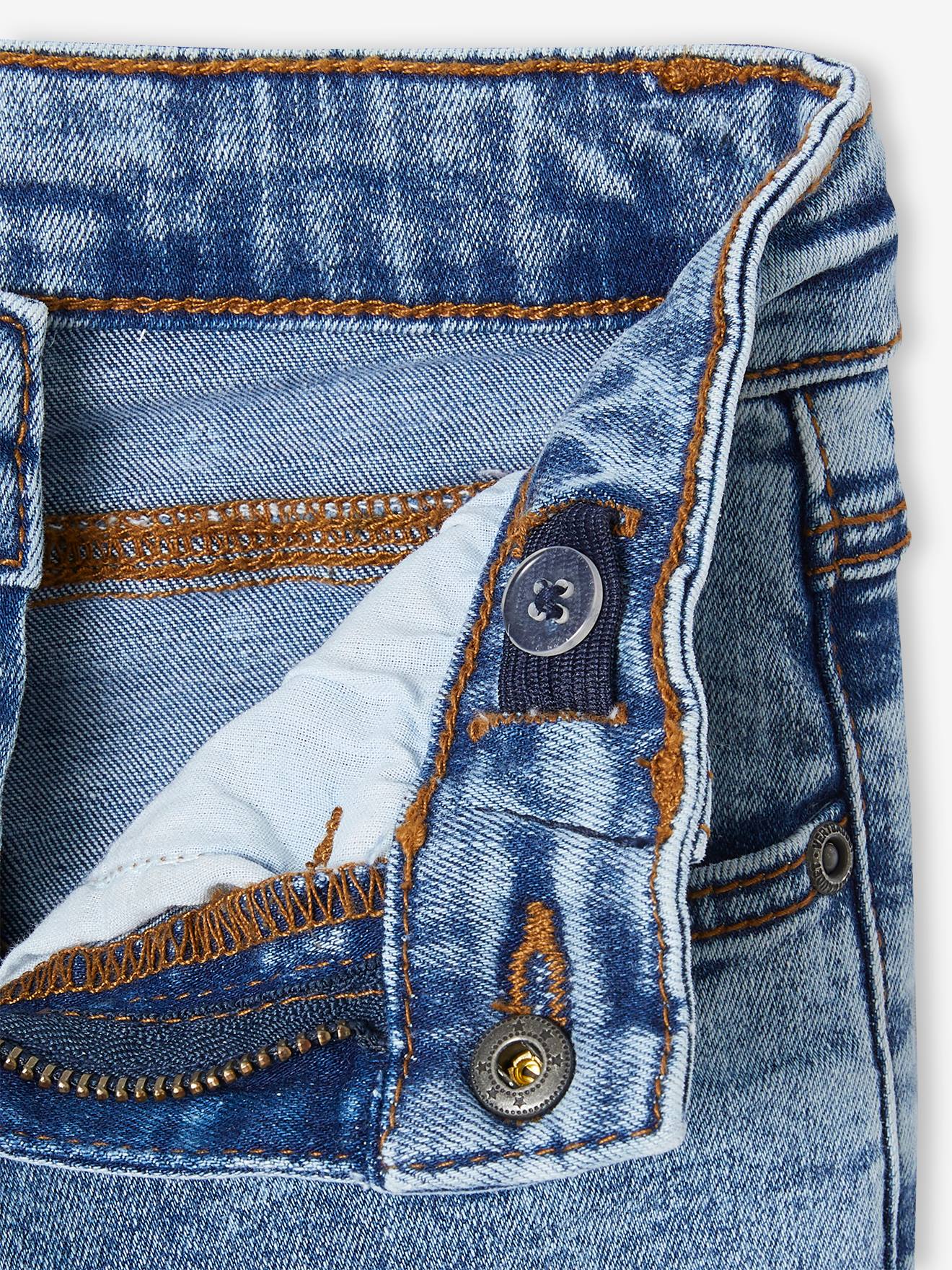 Calça jeans folgada com forro de pedra para menino, pedra dupla