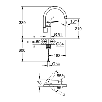 Grohe keukenkraan Start hoge uitloop QuickFix chroom
