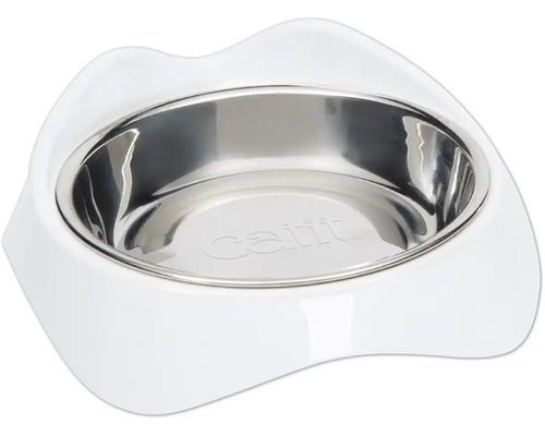 Catit Pixi enkele voerbak, ergonomisch gevormd, vaatwasserbestendig, 200 ml, wit