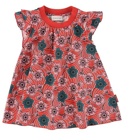 Moncler Kjole - Rød m. Blomster