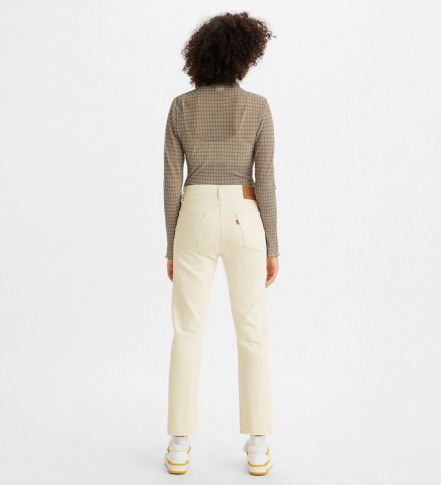 Calça jeans cropped branca Levi's 501