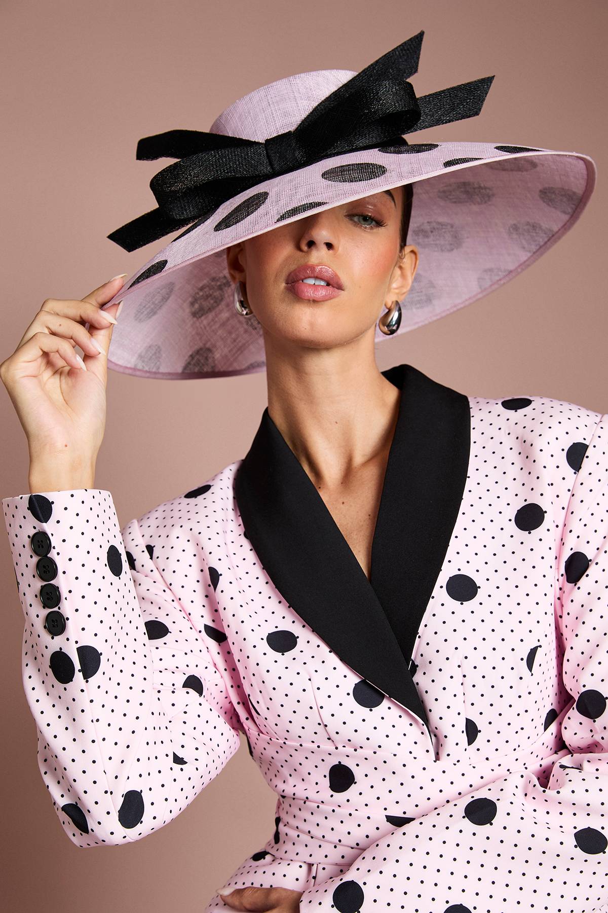 Coast Chapeau Lisa À Large Bord Beige Avec Nœud Et Imprimé À Pois