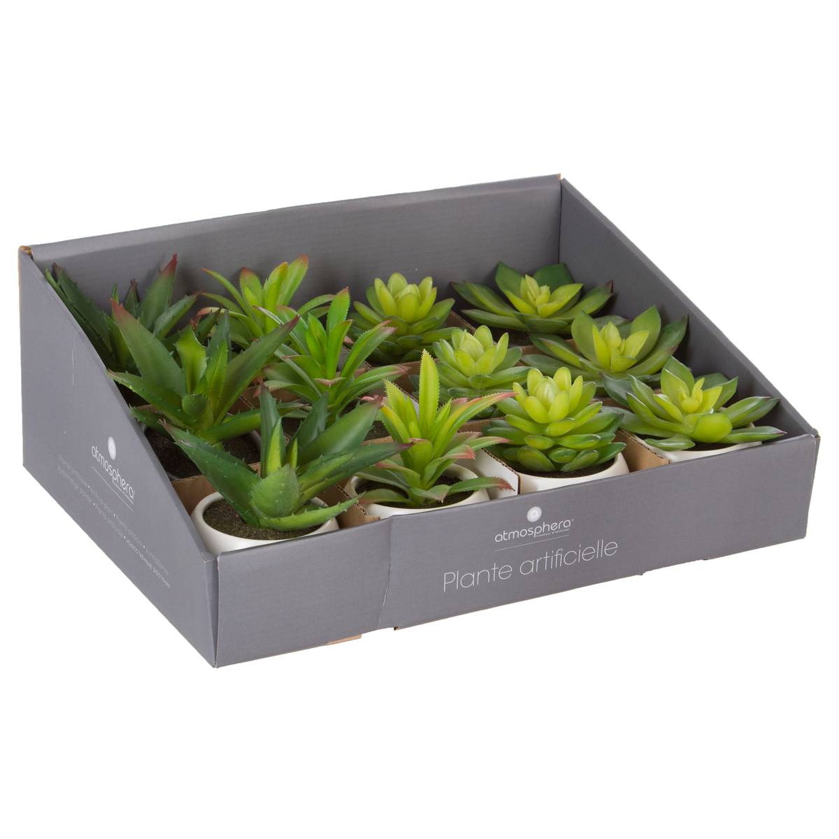 Plante grasse artificielle - pot en céramique - h13 cm
