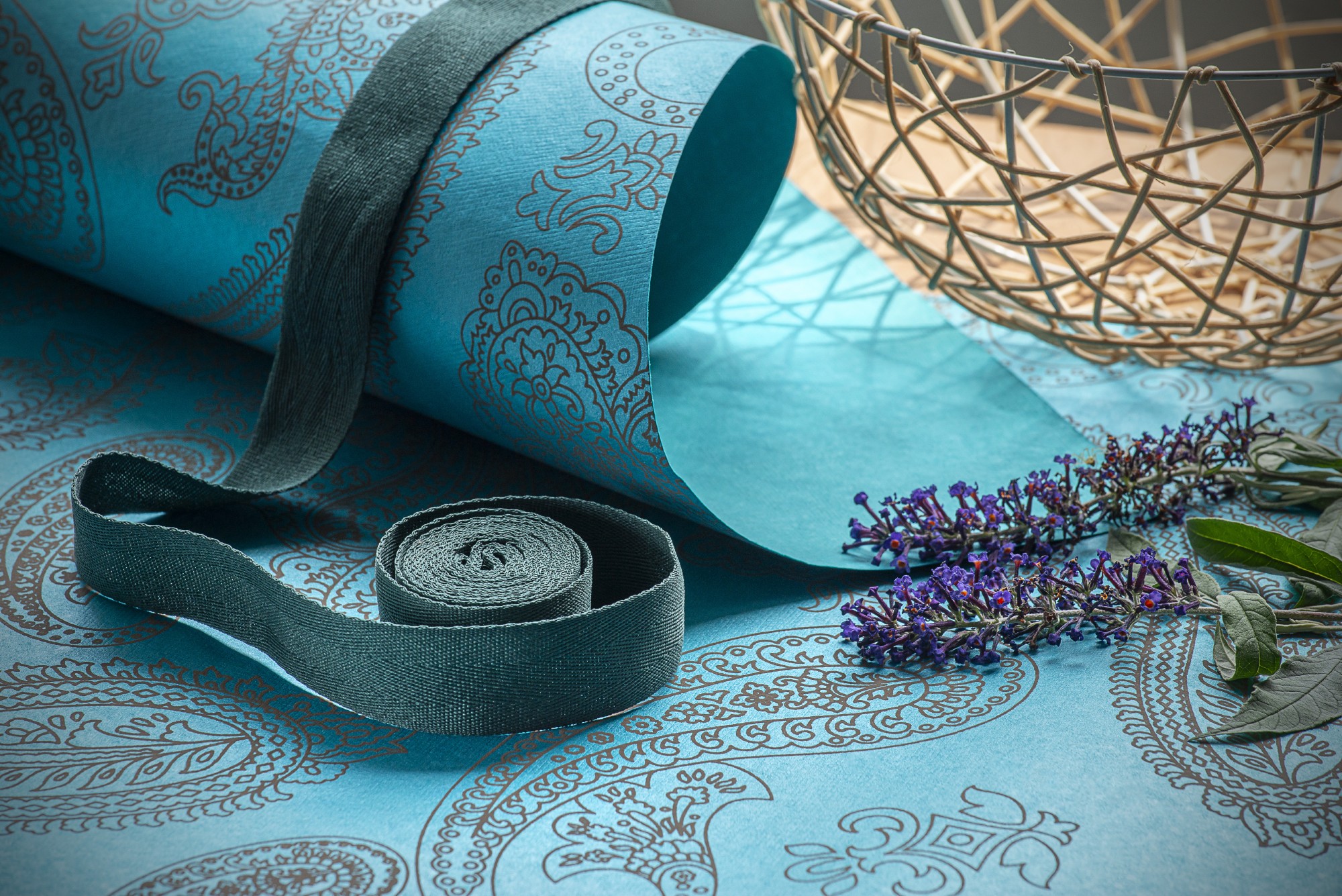 Geschenkpapier 'Paisley', blau, braun, B 70 cm, L 50 cm günstig bestellen