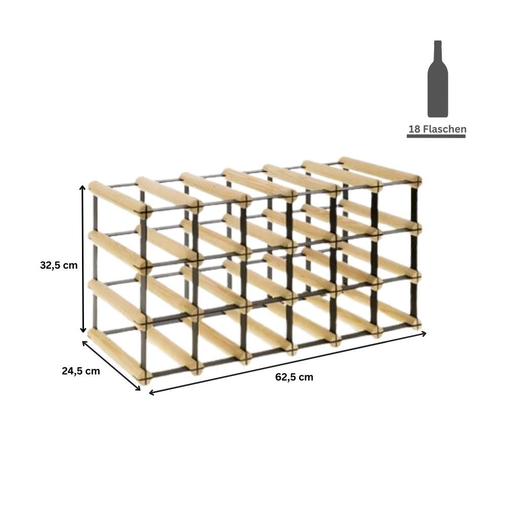 PROREGAL Modulair Wijnrek Vinotega Mod Metaal HxBxD 32,5 x 62,5 x 24,5 cm 6 x 3 Flessen Massief Dennenhout Natuurlijk