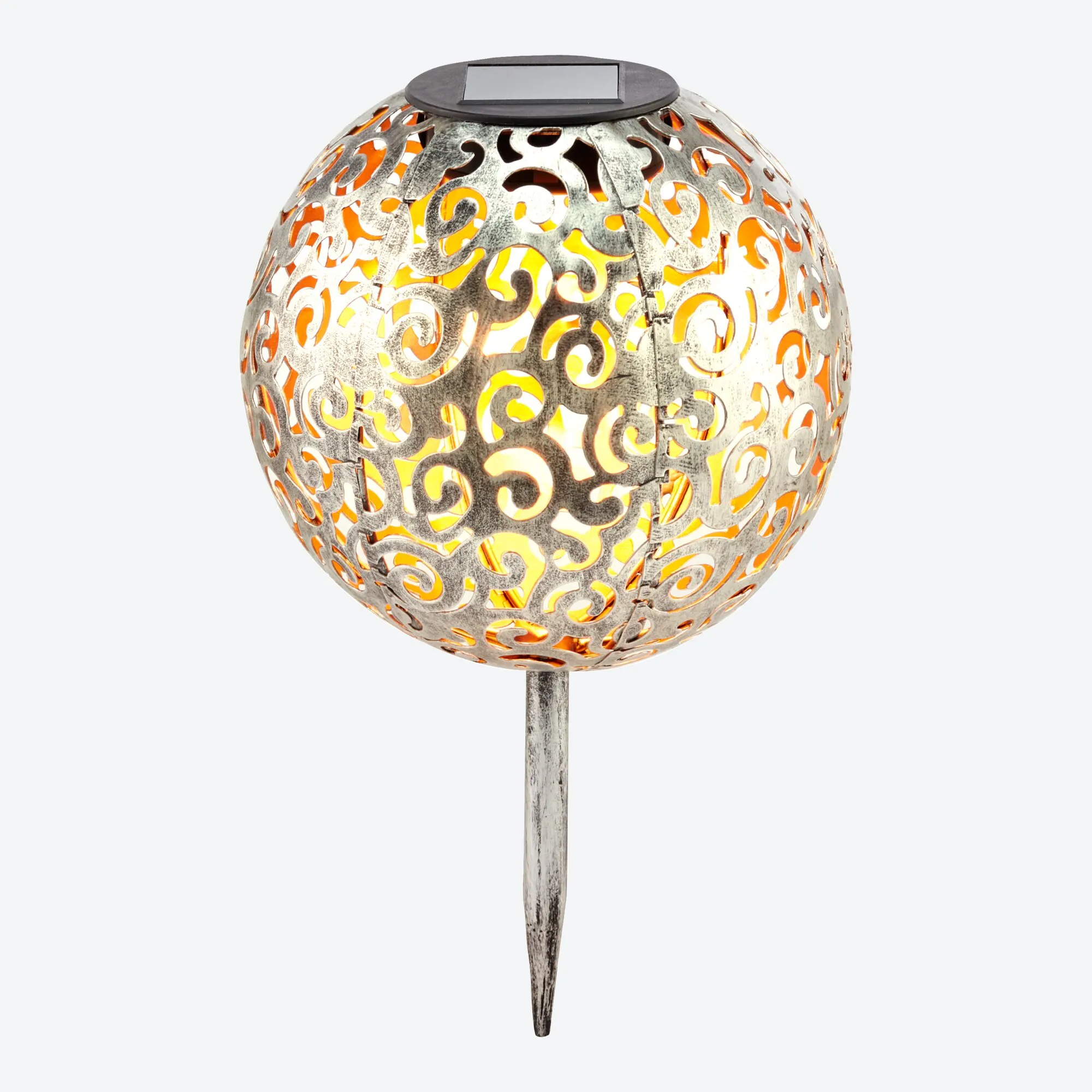 Solar-Metallkugel inklusive Erdspieß, ca. 18,5x18,5x28cm