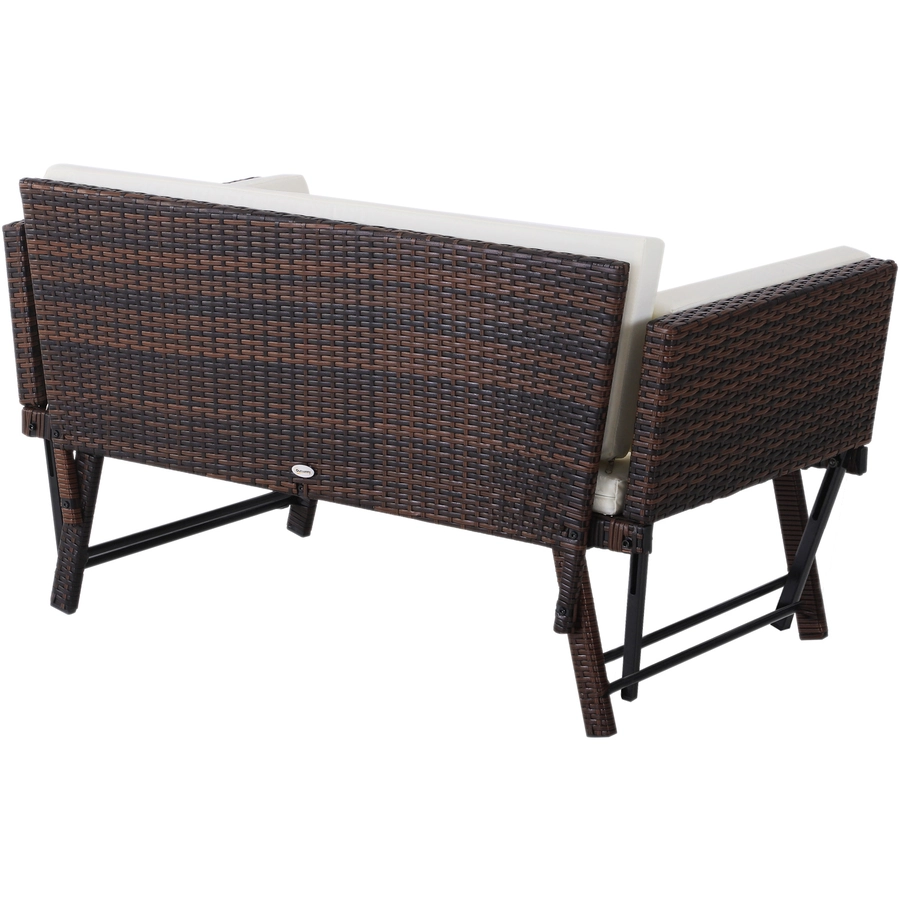 Outsunny Gartensofa mit klappbaren Armlehnen braun, beige