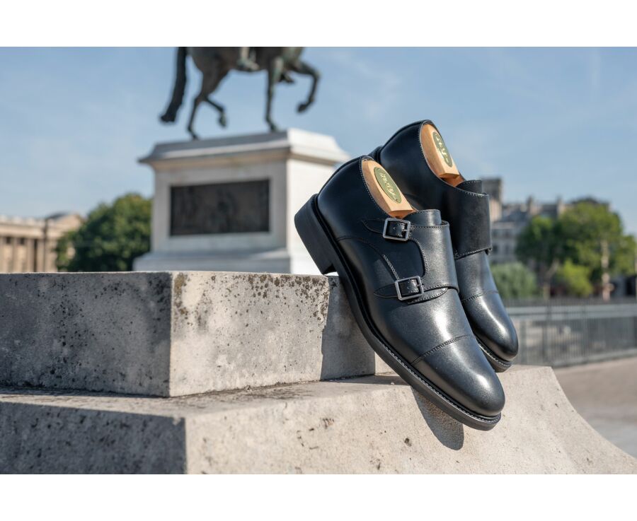 Chaussures homme double boucle Noir - LINDSEY GOMME CITY