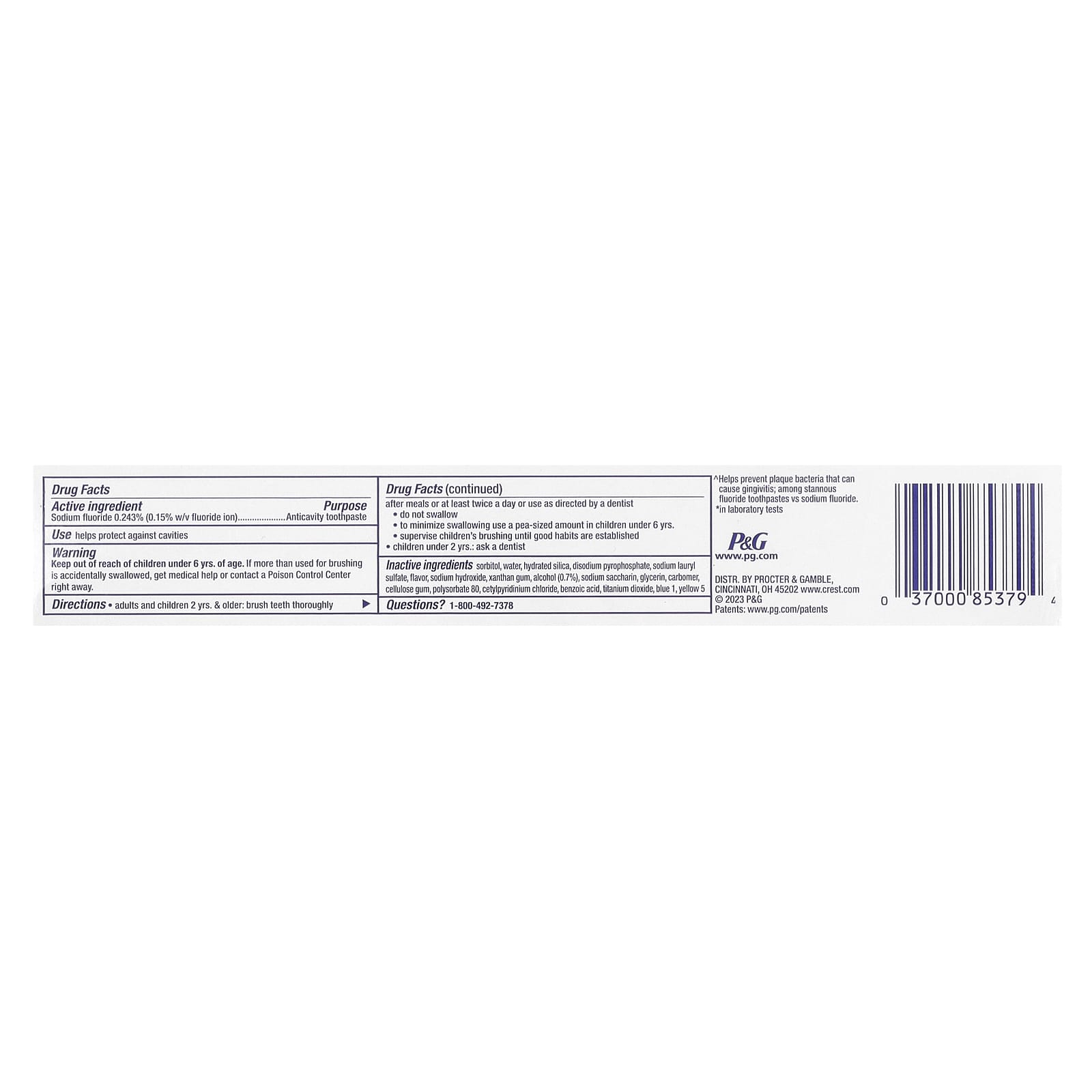 Crest, Plus Scope, anticariës fluoride tandpasta, Minty Fresh Striped, 2-pack, 153 g per stuk