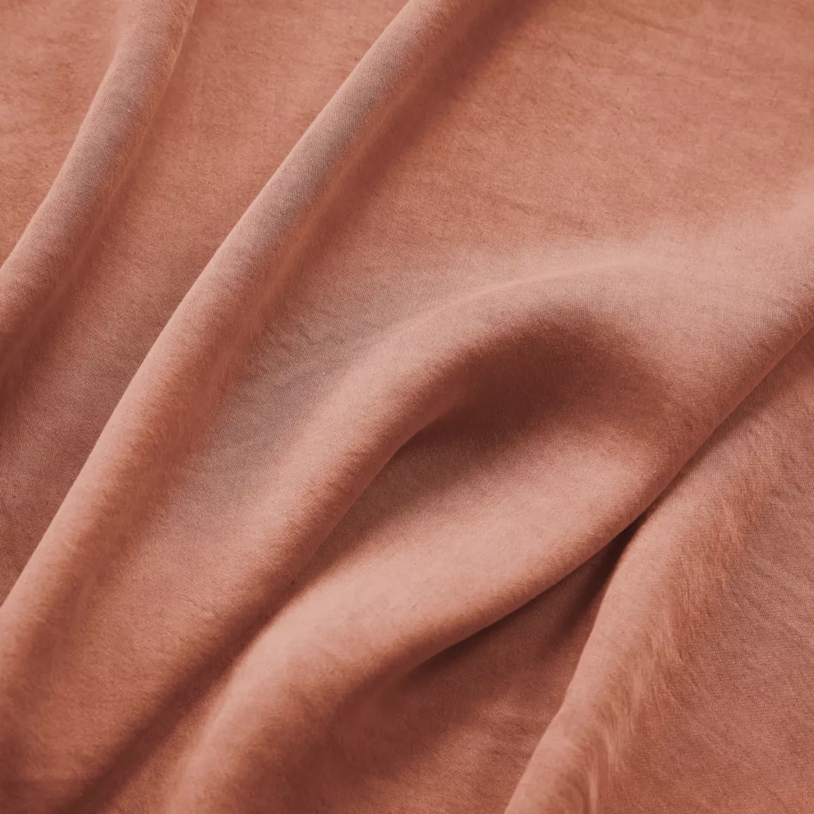 Drap housse lyocell Tencel™ lavé (90 x 190 cm) Olivia Terracotta