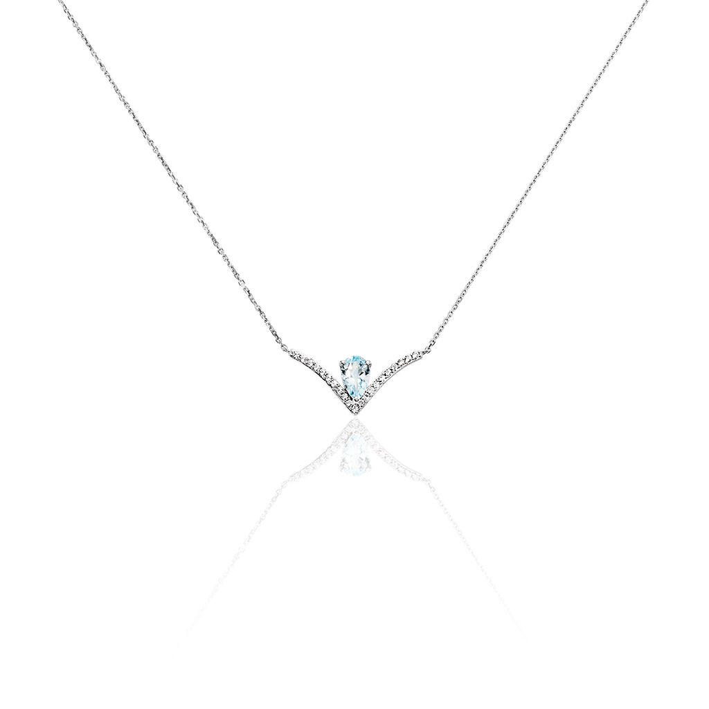 Collier Marlene Or Blanc Topaze Et Oxyde De Zirconium