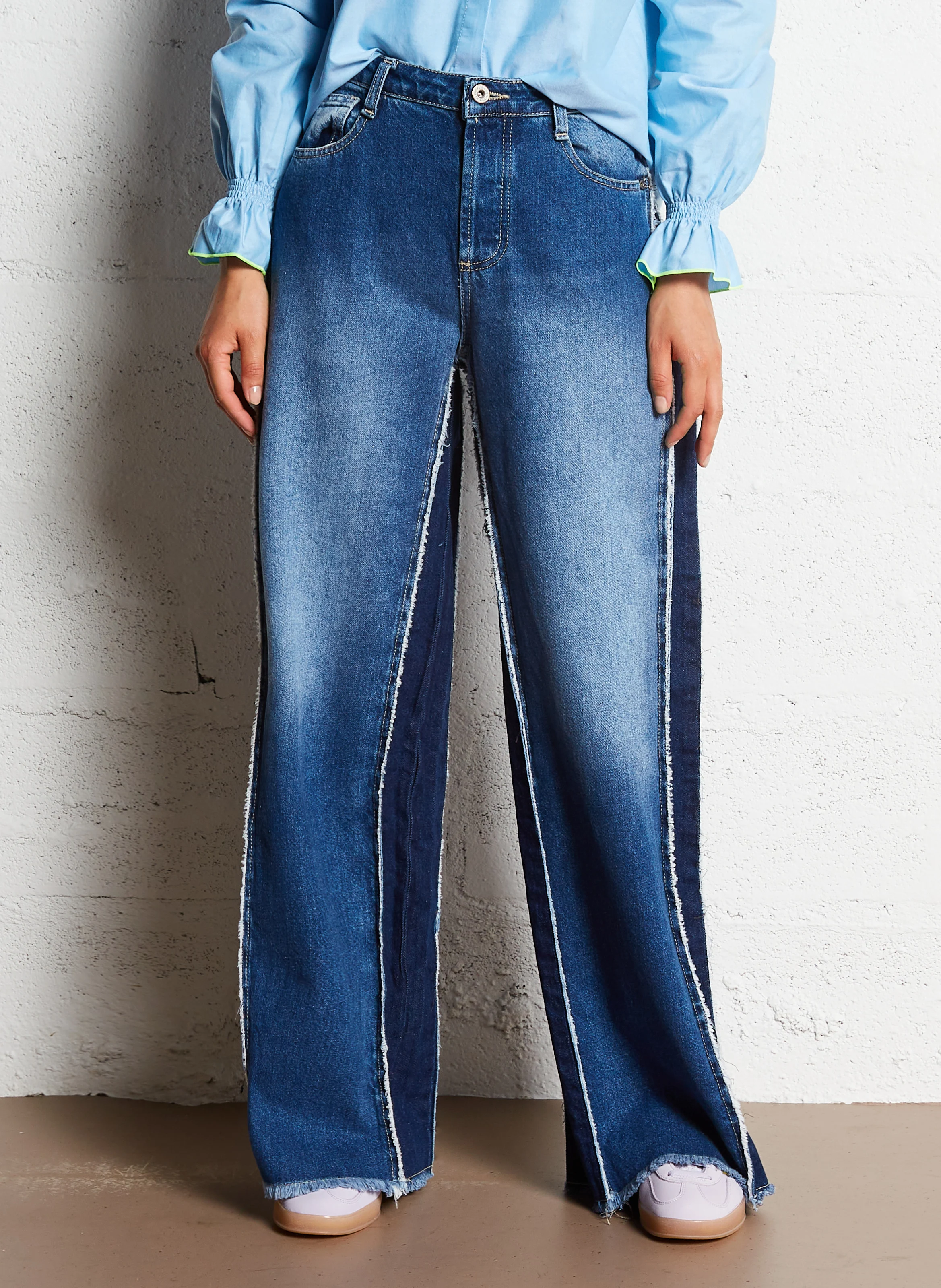 Jean droit en coton | Bleu