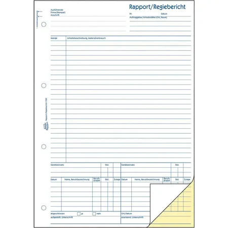 Avery Zweckform 1769 Rapport/Regiebericht, A4, selbstdurchschreibend, 2x40 Blatt