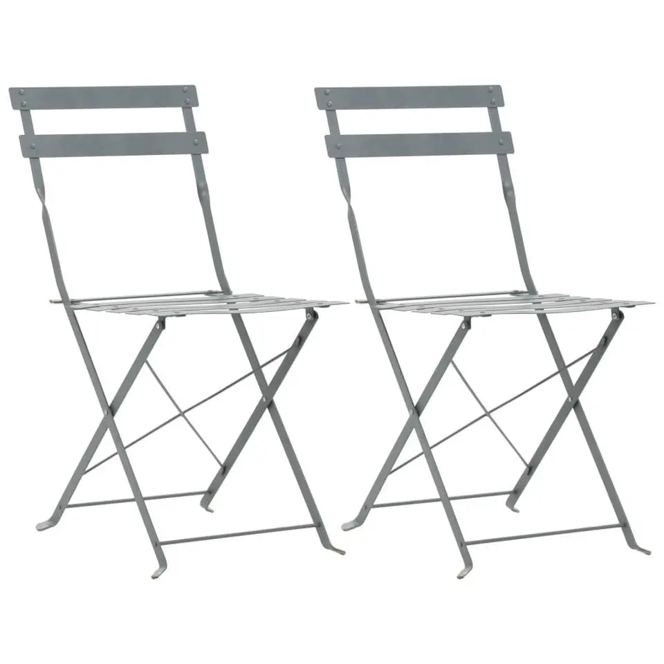 vidaXL - Bistroset - Grijs - Staal - 3 stuks
