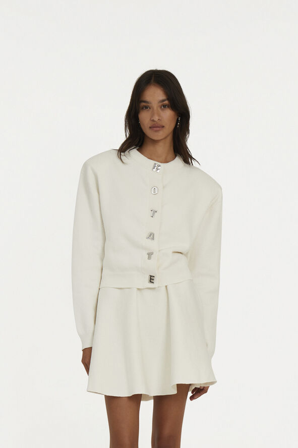 ROTATE Birger Christensen Firm Knit Cardigan Egret
