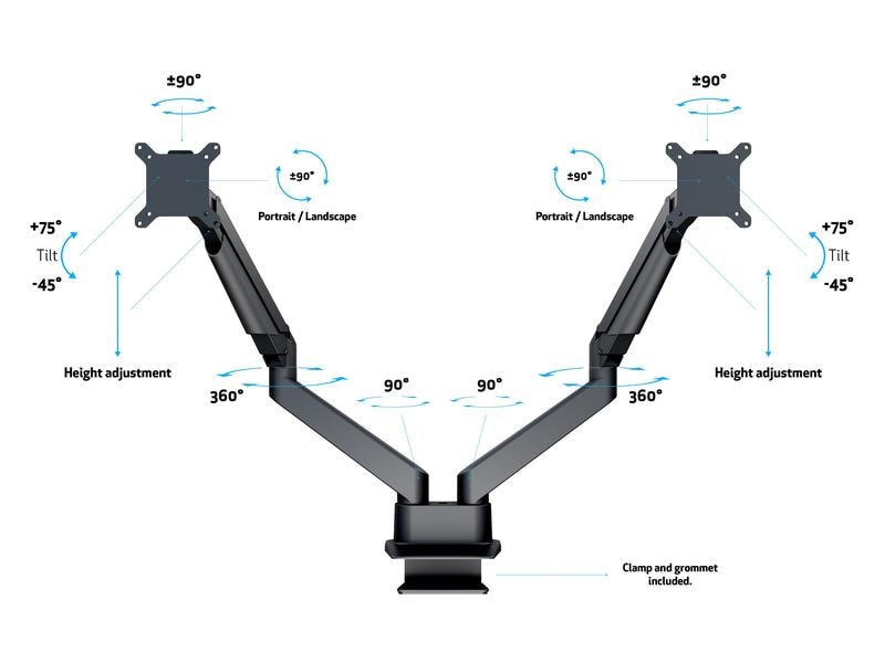 Multibrackets Tischhalterung Gas Lift Arm Dual SbS bis 10 k Deskmount mit Gas Lift Arm
