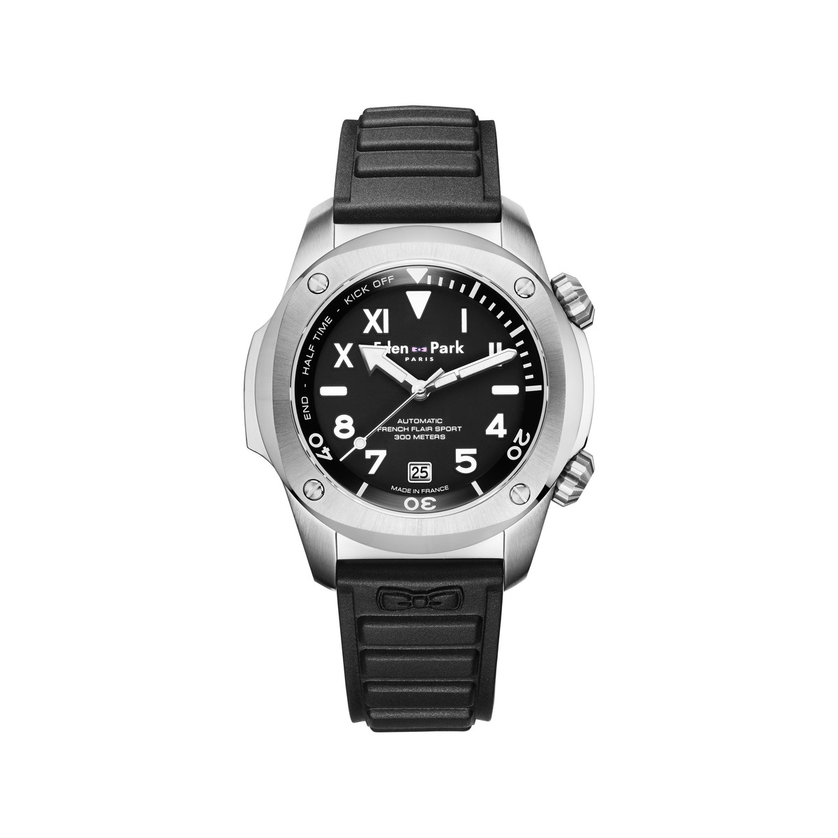 Montre EDEN PARK Sport homme automatique acier bracelet silicone noir