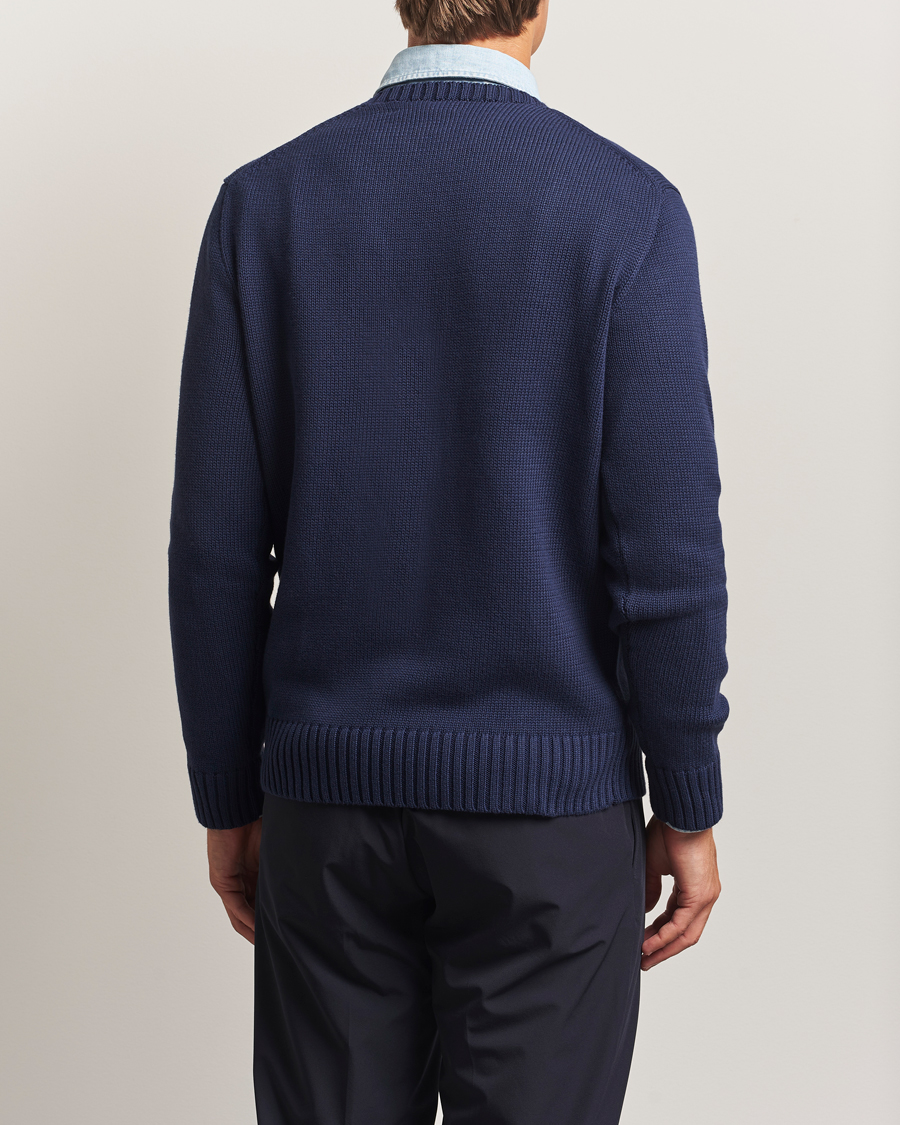 RLX Ralph Lauren Cotton Crew Neck Bear Sweater Refined Navy