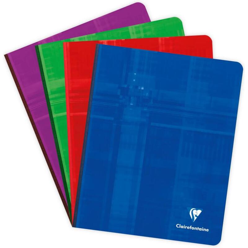 Cahier brochure dos toilé 16,5x21cm 192 pages petits carreaux + marge - Assortis