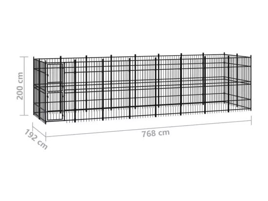 Chenil cage enclos pac noire 768 x 192 x 200 cm 02_0041791
